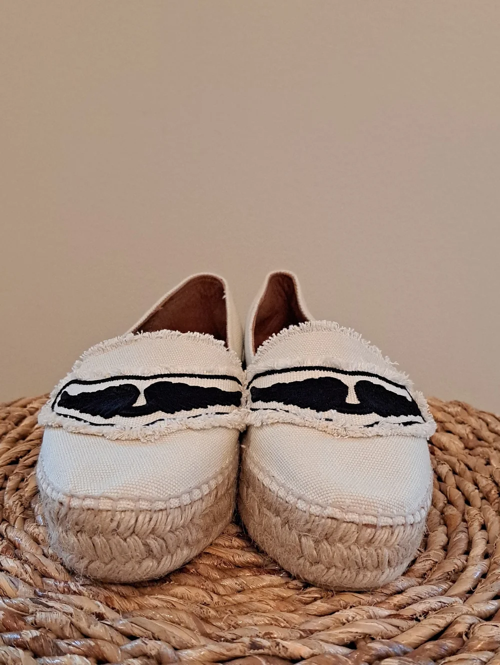 NWOT Zadig & Voltaire Womens Luxury City Ivory Canvas Espadrille Loafers 38/7.5